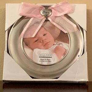 Malden Silver Picture Frame with Baby Pink Ribbon